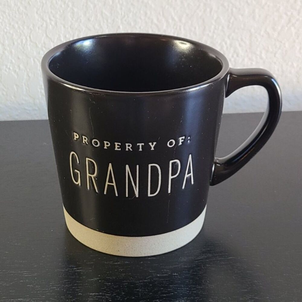 Demdaco Property of Grandpa Mug Matte Black Ceramic Stoneware Coffee Cup Gift